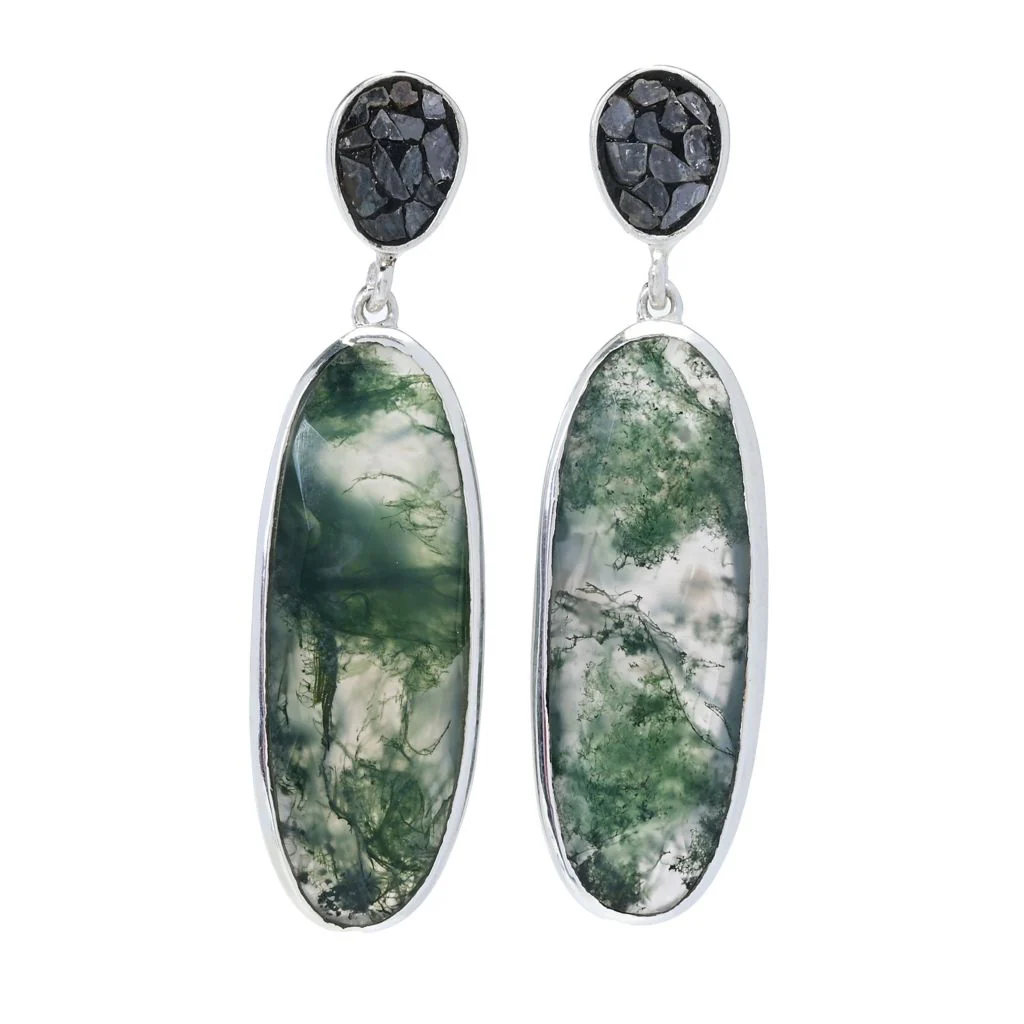 Artisan Silver by Samuel B. Choice of Gem & Black Diamond Drop Earrings - Image 3