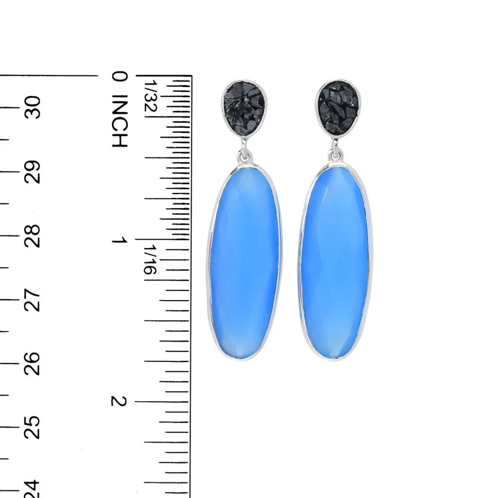 Artisan Silver by Samuel B. Choice of Gem & Black Diamond Drop Earrings - Image 4