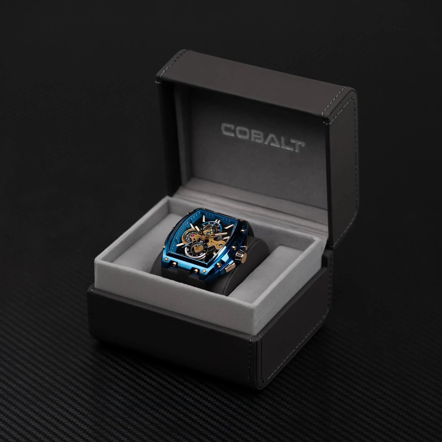 Cobalt Men's 43mm R.P.M Quartz Chronograph Tonneau Strap Watch - Blue - Image 7