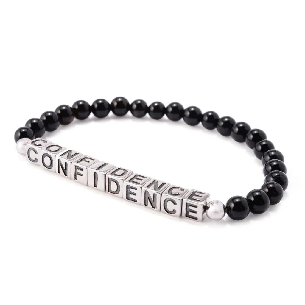 Platinum Plated Choice of Mantra Black Onyx Bead Stretch Bracelet - Image 4