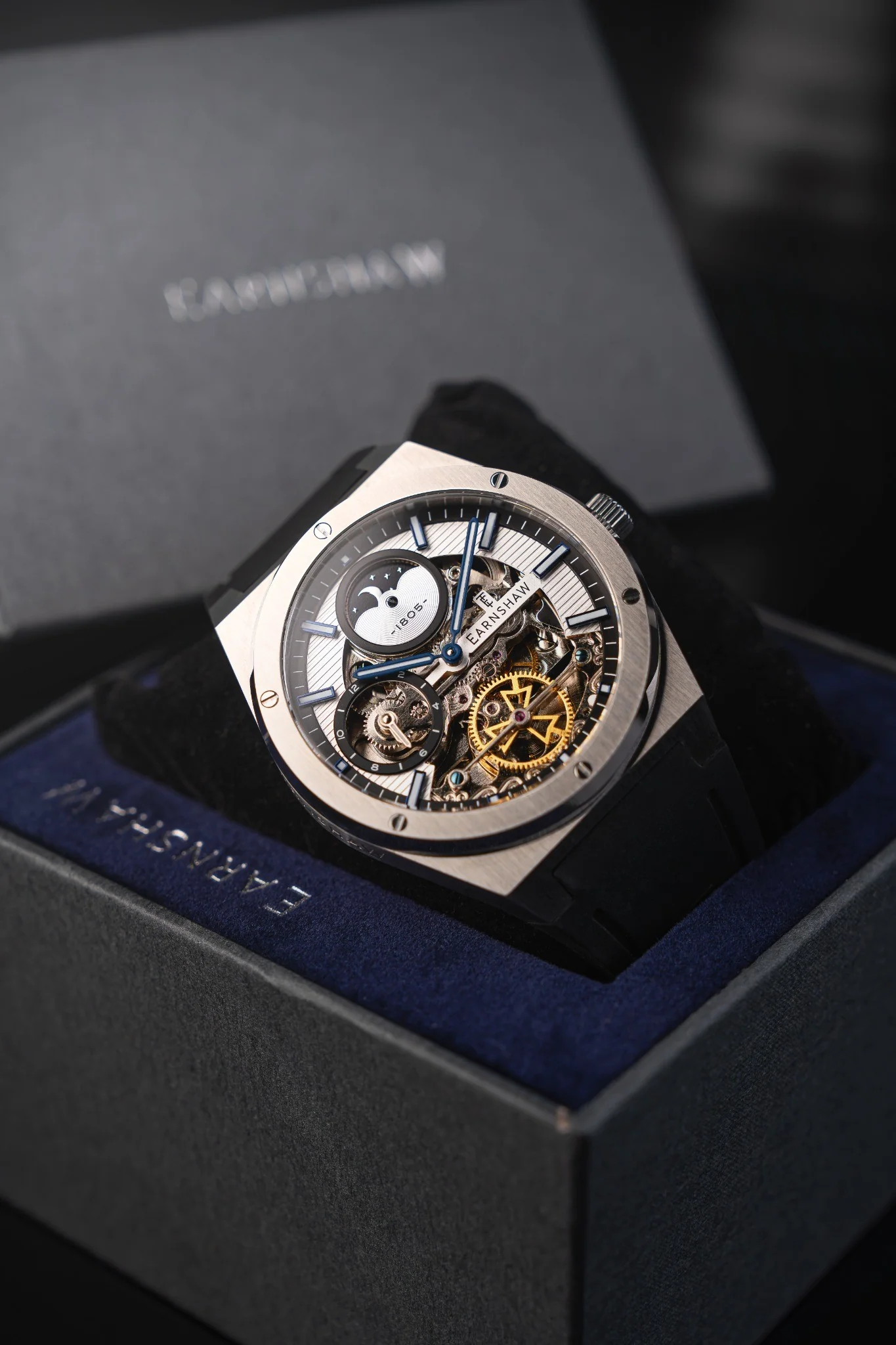 Thomas Earnshaw Men's 42mm Drake Dual Time Automatic Open Heart Bracelet Watch - Image 8