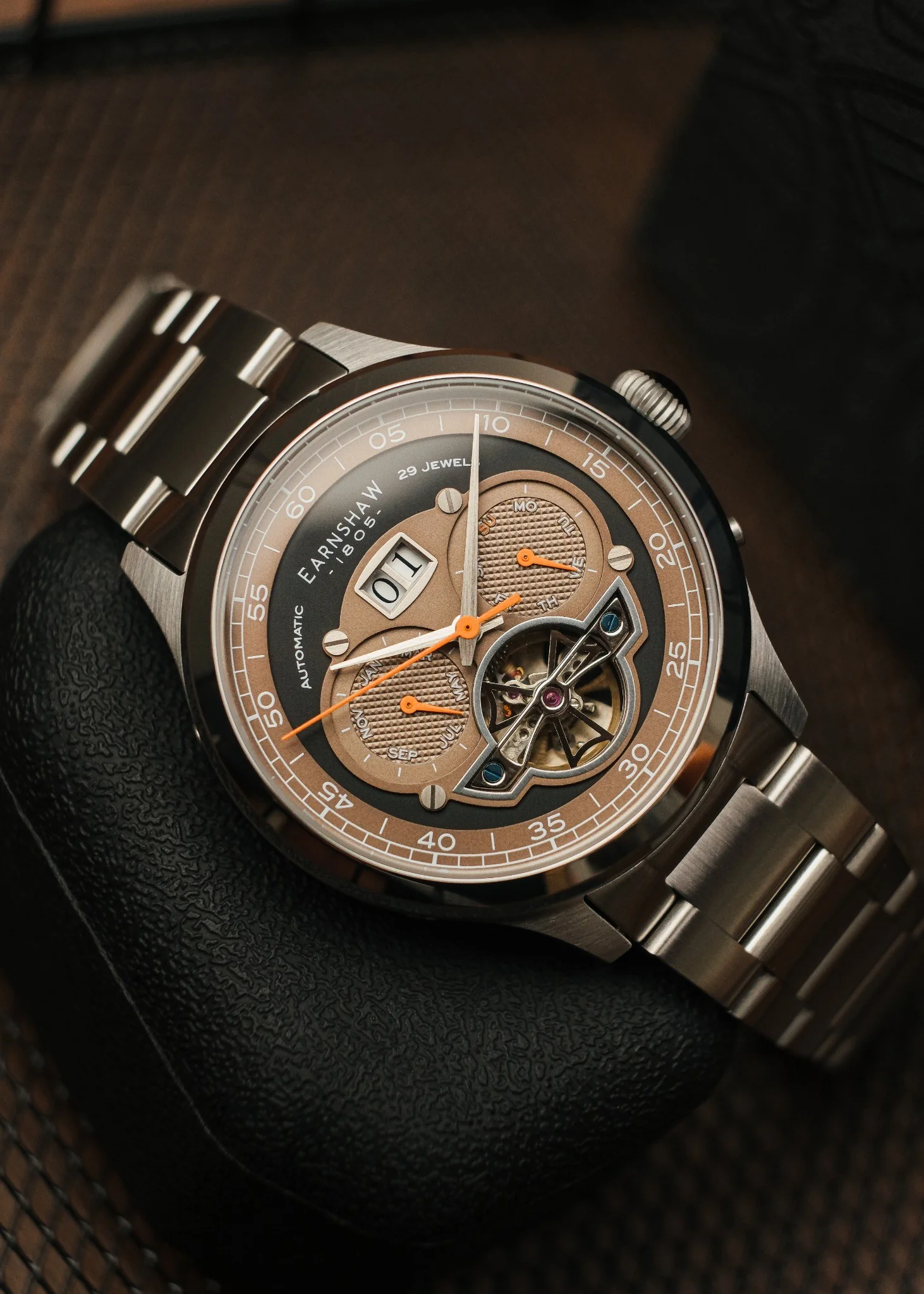 Thomas Earnshaw Men's 43mm Baron Grand Open Heart Automatic Bracelet Watch - Image 7