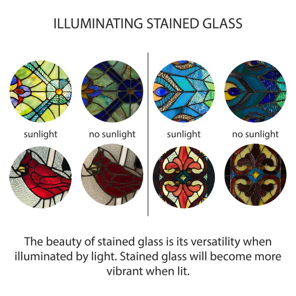 Tiffany-Style Lighting 14" Faron Stained Glass Window Panel - Image 7