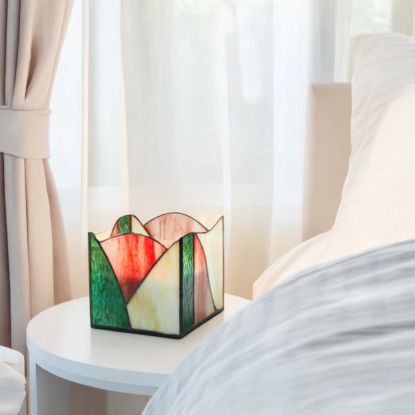 Tiffany-Style Lighting 4.75" Abstract Design Stained Glass Candle Holder - Image 2