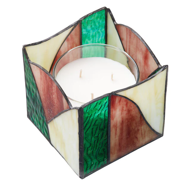 Tiffany-Style Lighting 4.75" Abstract Design Stained Glass Candle Holder - Image 4